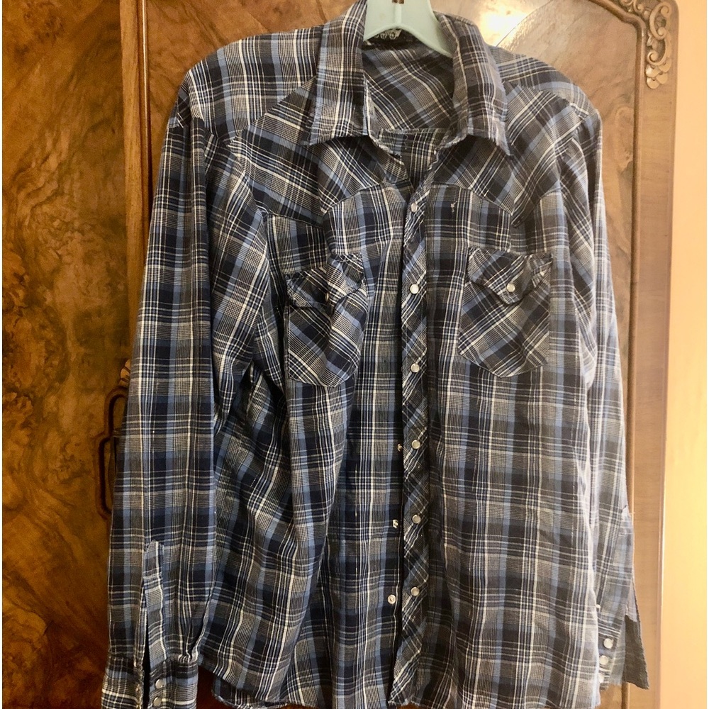 Vintage Stage II Western Plaid lightweight Pearl Snap Shirt Fancy sparkle 16 34